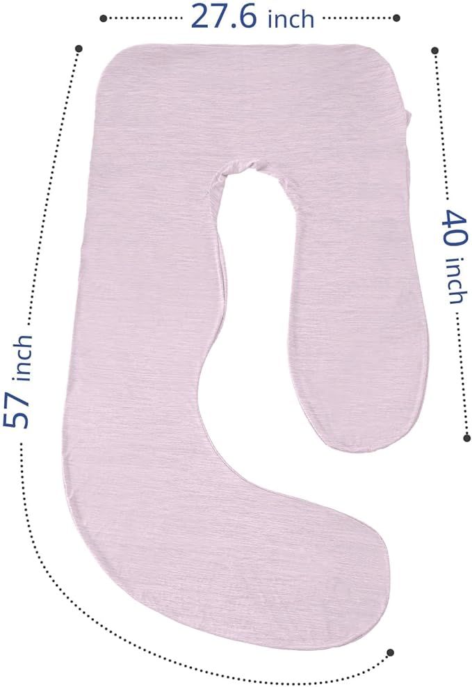 SASTTIE Cooling Pregnancy Pillow Cover, 57-inch U Shaped Pregnancy Pillow Case, Cooling Maternity Pillow Cover Fits 55/57 Inch Pregnant Pillow, Pink