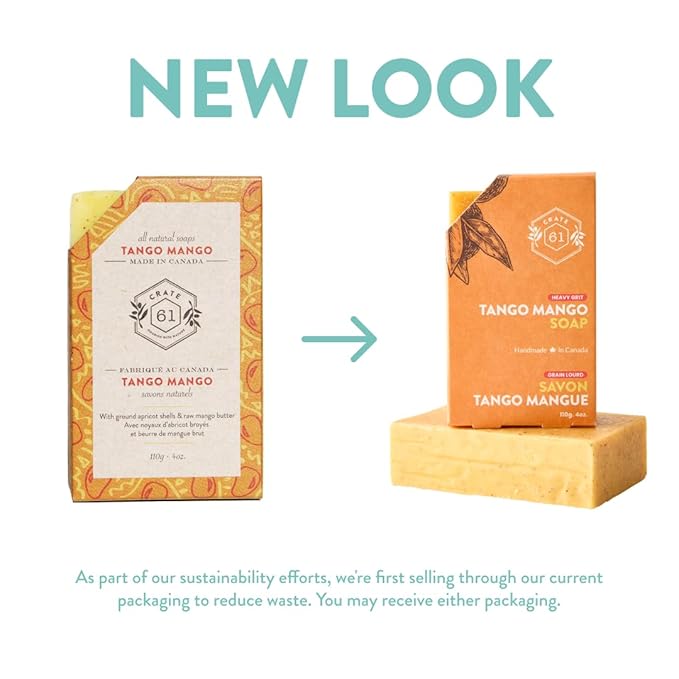 Handmade in Canada, Plant Based Cold Process Natural Bar Soap For Face And Body, With Premium Essential Oils, For Men And Women 3 Pack (Mango)