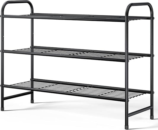 Kitsure Shoe Rack - Stainless Steel Shoe Organizer, Sturdy Shoe Rack for Closet and Front Door Entrance, Free Standing Shoe Shelf, Closet Organizers and Storage, Black