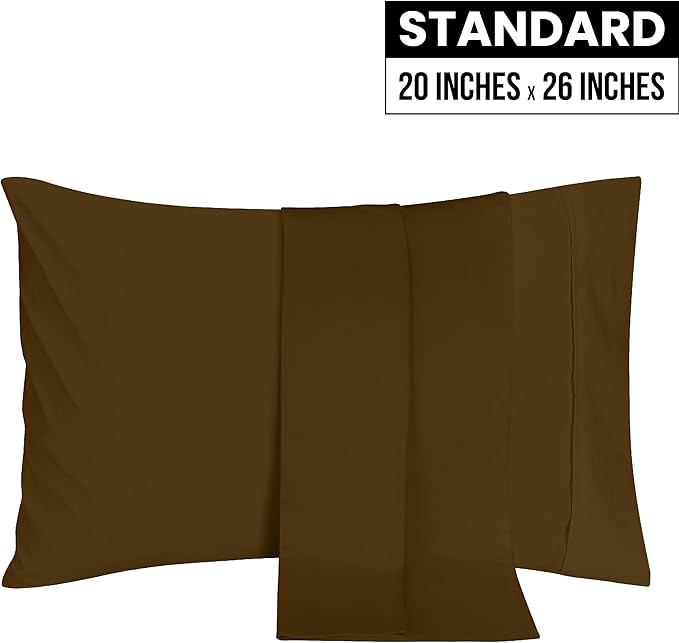 Utopia Bedding Standard Pillow Cases - 2 Pack - Envelope Closure - Soft Brushed Microfiber Fabric - Shrinkage and Fade Resistant Pillow Covers 20 X 26 Inches (Standard, Mocha)