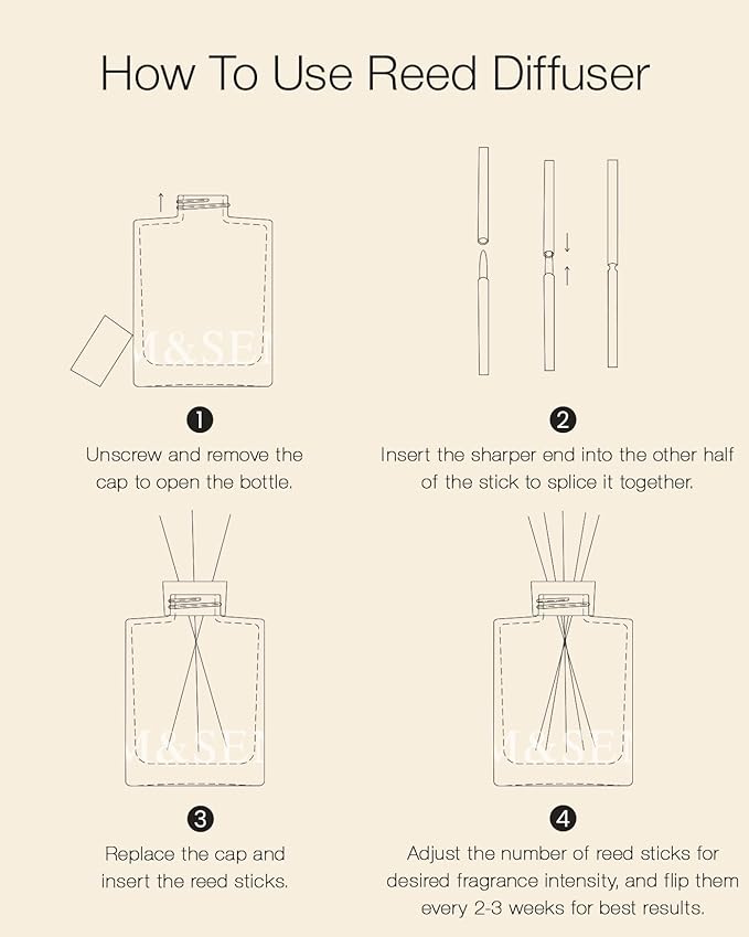 M&SENSE Sandalwood & Vanilla Reed Diffuser Set - 16.9 fl oz Long-Lasting Scent, Non-Toxic Essential Oil Diffuser for Home, Fragrance Diffuser Housewarming Gift & Bathroom Bedroom Decor