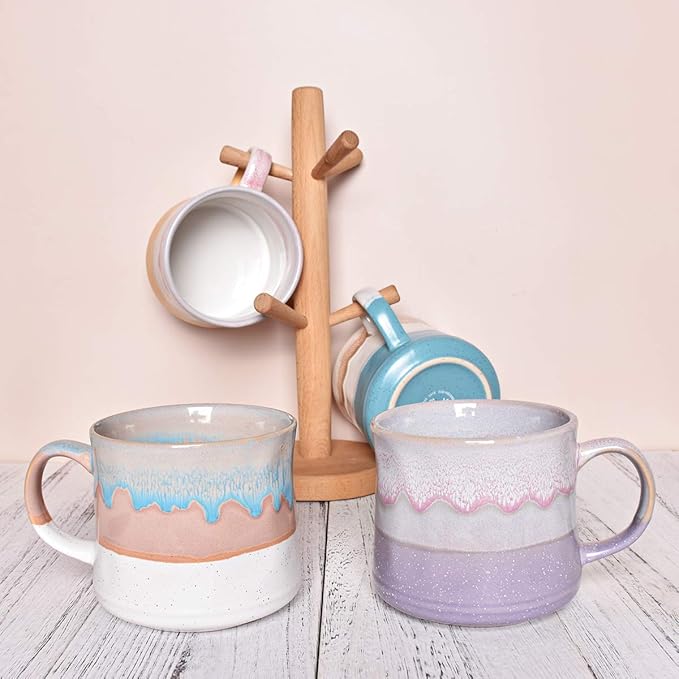 Bosmarlin Large Ceramic Coffee Mug, Big Tea Cup, 7 Colors to Choose, 21 Oz, Dishwasher and Microwave Safe, 1 PCS (Purple)