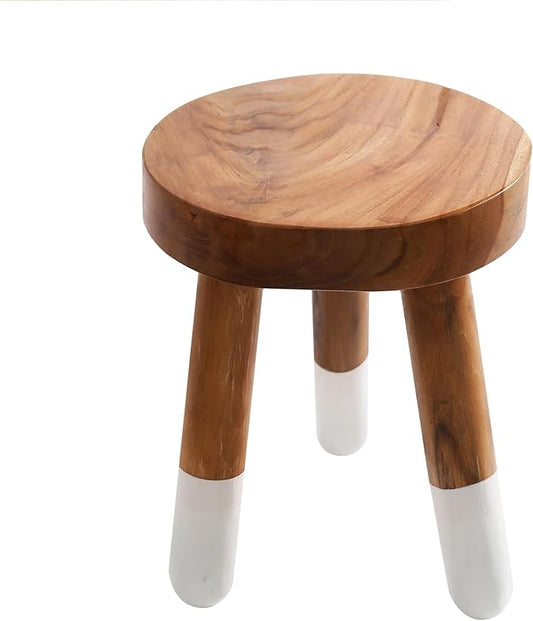 Teak 12" Round Dip Dyed Wood Plant Stand Wood Accent Stool |Accent Table |Side Table