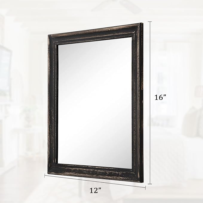 Small Mirrors for Wall with Wood Frame Rectanglular Wall Hanging Mirror for Bathroom Bedroom Vanity Entryway