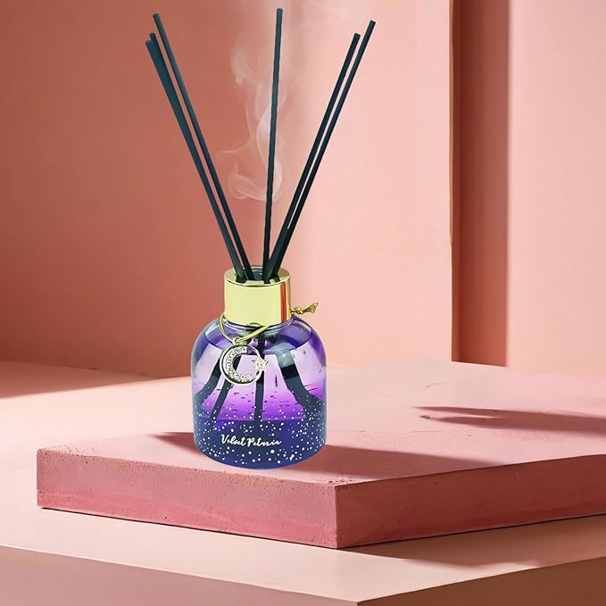 Reed Diffuser Set, Pretty Valley Home Diffuser 80Ml / 2.7 fl OZ Gift Box - Includes Reed Diffuser Sticks, Long Lasting Fragrance Oil and Glass Bottle for Office Living Room Decor (Velvet Petunia)