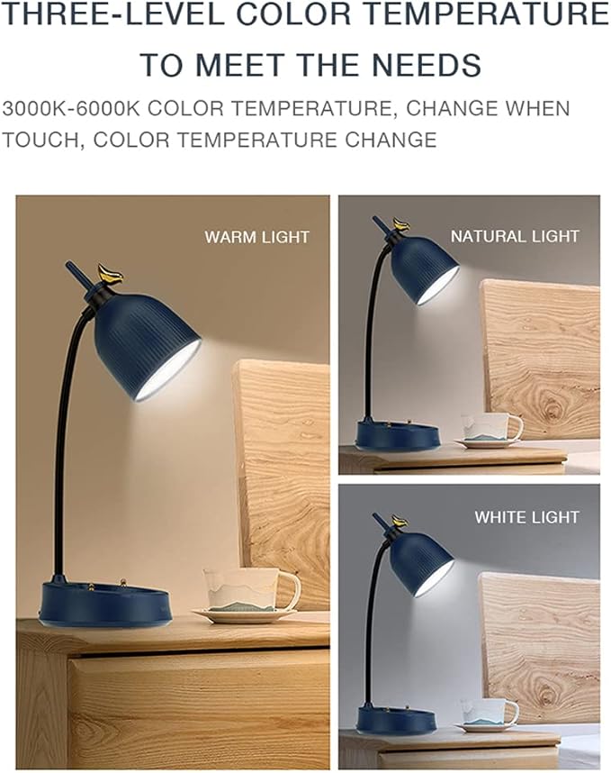 LED Desk Lamp Rechargeable Battery Cordless Table Light Adjustable Gooseneck Dimmable Touch Eye-Caring Night Light for Kids,Mini Cute Lamp for College Dorm Bedroom Reading (Green)