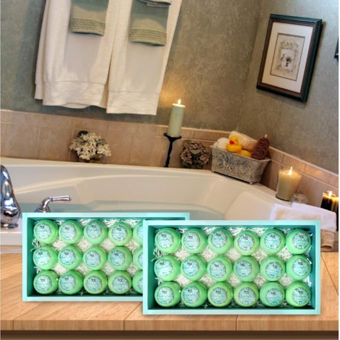 Bath Bomb Gift Sets for Men. 18 Therapeutic Spearmint Eucalyptus Bath Bombs for Sore Muscles. Best Mens Bath Bomb Gift Box for Him & Her
