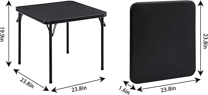 VECELO 24'' Kids Black Folding Card Table, Portable, with Ultra Soft PU Padded Cushion, 1 Piece