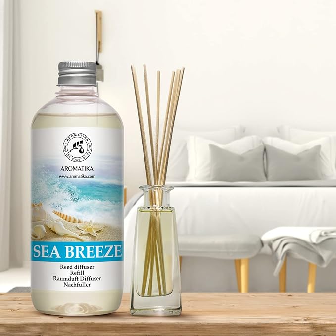 Reed Diffuser Refill Sea Breeze 17 Fl Oz - Room Diffuser Refill - Home Fragrance - Fresh Fragrance - Sea Breeze Diffuser - Scented Diffuser with Fresh Scent - Room Freshener - Long Lasting Fragrance
