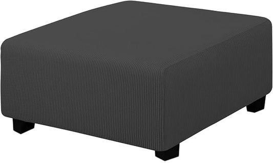 Easy-Going Stretch Square Ottoman Cover 40x40x15 inch Folding Storage Stool Furniture Protector Soft Rectangle slipcover with Elastic Bottom Dark Grey