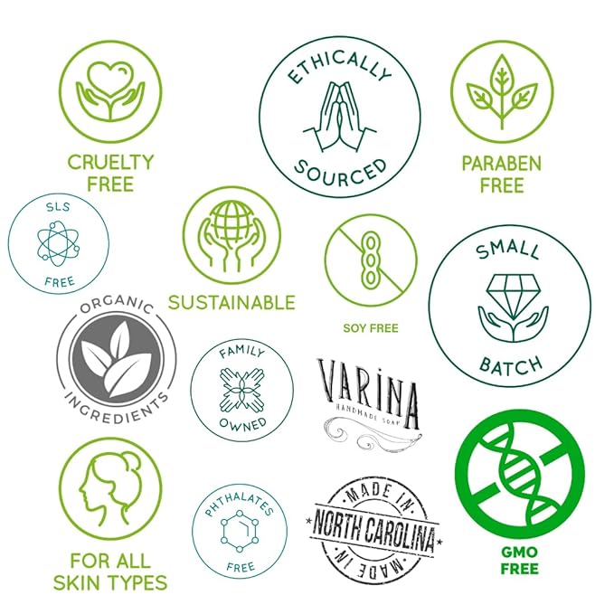 Varina Organic Peppermint Bar Soap - Gentle Cleansing for Sensitive Skin, Herbal and Mint - 3 Pack