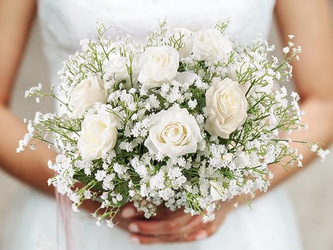 DEEMEI 30 PCS Babys Breath Artificial Flowers Fake Babys Breath Flowers Artificial Bulk White Gypsophila Bouquets Real Touch Faux Flowers for Wedding Floral Arrangement Party Home Decoration