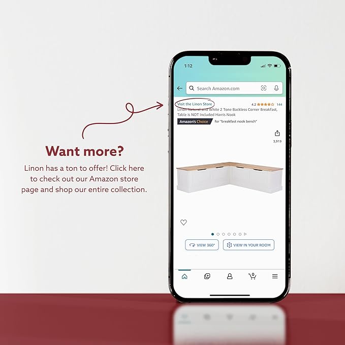 Linon Harris White Corner Breakfast Nook - Nook Only, Table is NOT included! 20.88D x 61.88W x 36.63H in