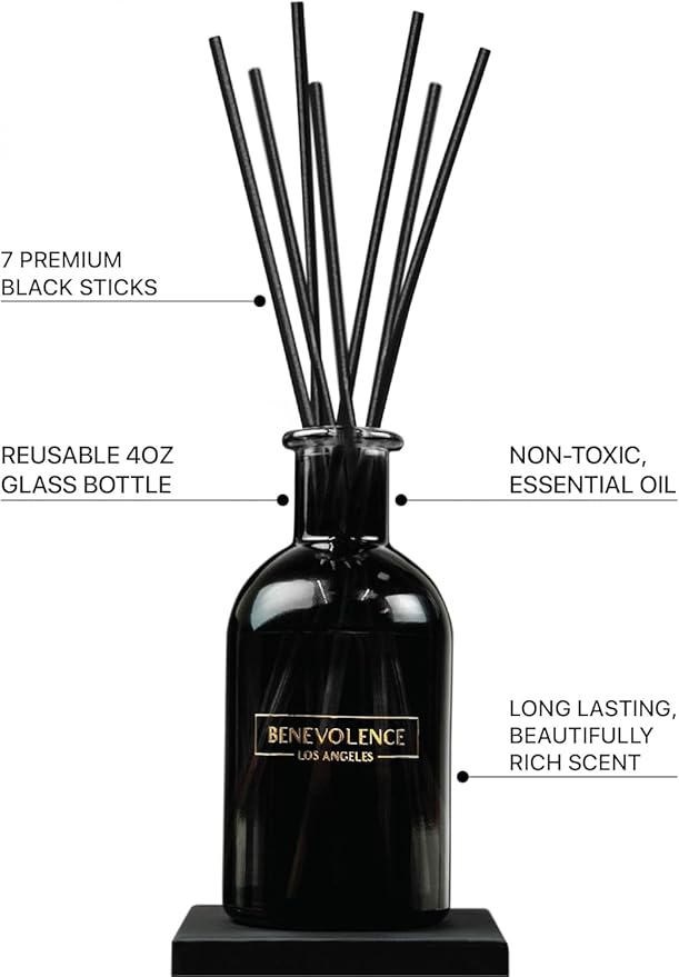 Benevolence LA Reed Diffusers for Home, Lavender & Eucalyptus Relaxing Fragrance | Aromatherapy Reed Diffuser Sticks with Gift Box, Scented Sticks for Bathroom | Home Decor