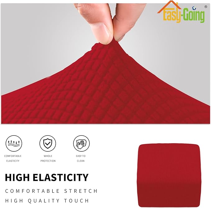 Easy-Going Stretch Square Ottoman Cover Folding Storage Stool Furniture Protector Soft slipcover with Elastic Bottom (15x15x15inch, Christmas Red)