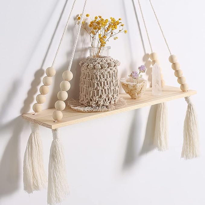 Floating Shelves for Wall, Wooden Shelves Set of 2 Rustic, Wall Decor, Storage Shelf for Living-Room, Bathroom, Kitchen, Apartment,Display Shelving for Hanging Plants