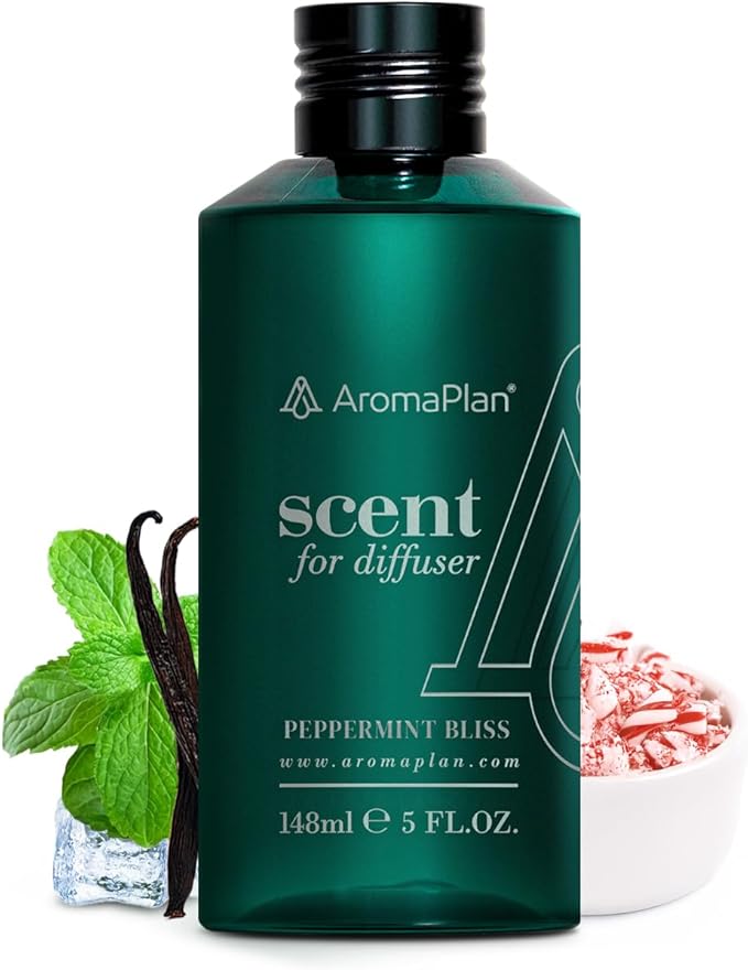 Aromaplan Hotel Scents Peppermint Bliss 5 Fl Oz (148ml), Home Luxury Aroma & Hotel Fragrance Diffuser Oil- Hotel Diffuser Oil for Aromatherapy- USA Made, Bigger Bottle, Bolder Aroma & Longer Lasting