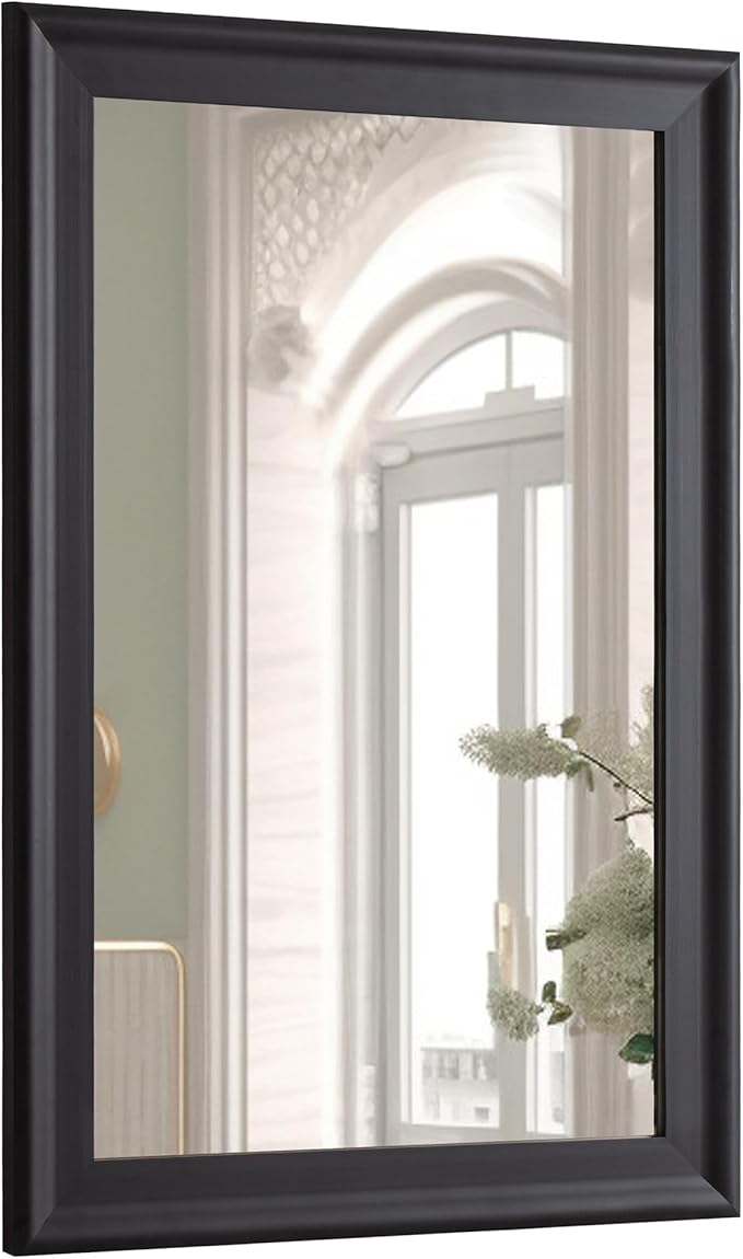 CULER Black Wood Wall Mirror for Bathroom,Rectangle Rustic 24 x 36 inch Hanging VanityMirrors with Wooden Frame for Living Room,Bedroom,Entryway