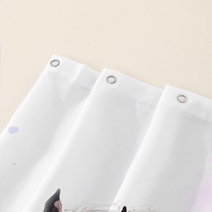 AILONEN Watercolor Flower Horse Shower Curtain,Galloping Horse Bath Curtain,Purple Lavender Horse Decoration Bathroom Curtain with 12 Plastic Hooks,Waterproof 72" W*78" H