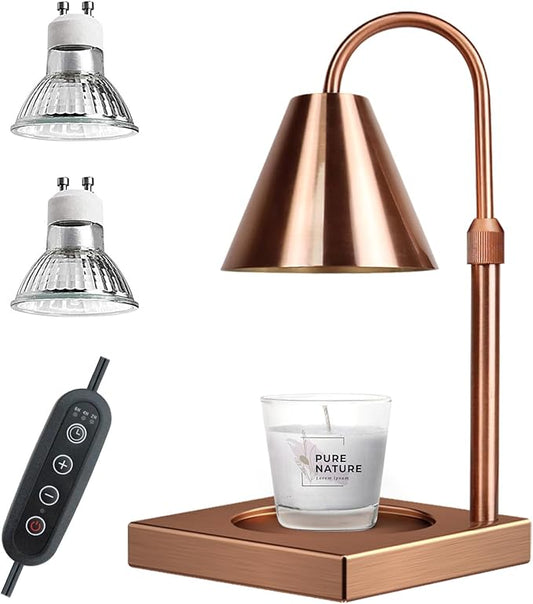 Yankee Candle Compatible Dimmable Metal Candle Lamp Warmer - Height Adjustable, Scented Wax for Home Decor (Rose Gold)