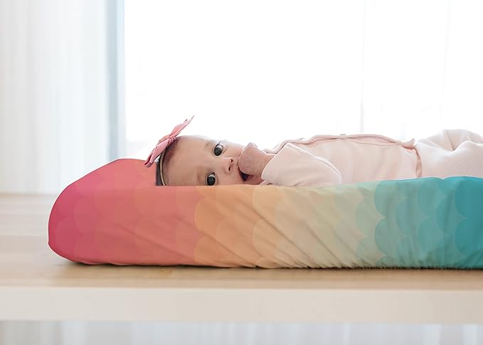 TotAha Premium Stretchy Changing Pad Covers (2-Pack)-Hypoallergenic, Silky Comfort, Buttery Soft, Calming Effect, All-Season Jersey-Knit 32 X 16 X 5''(Rainbow & Tie dye)