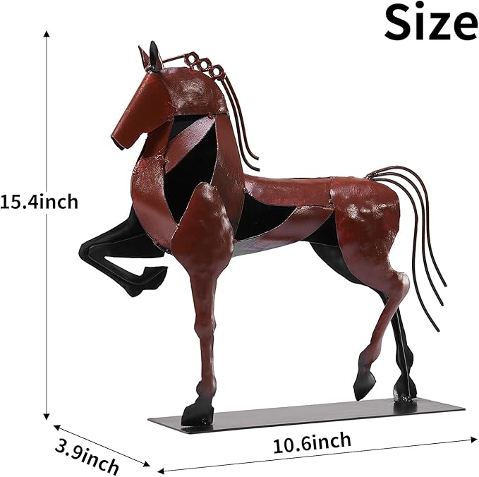Horse Statue, Unique Metal Art Sculpture for Vintage Home Decor, Modern Decor, Gift for Horse Lovers (Brown)