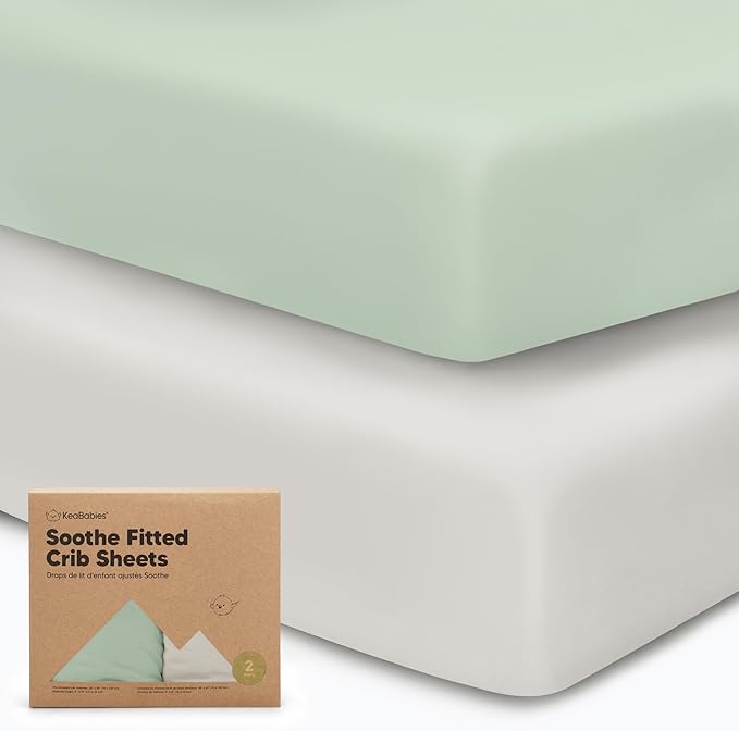 2-Pack Organic Crib Sheets for Boys, Girls - Jersey Fitted Crib Sheet, Baby Crib Sheets Neutral, Crib Mattress Sheet, Cotton Crib Sheets, Breathable Crib Sheet, Baby Mattress Sheets (Sage)