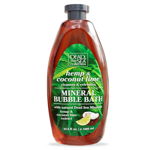 Dead Sea Collection Hemp & Coconut Lime Bubble Bath for Women and Men with Pure Minerals - Nourishing and Moisturizing Skin - 33.8 Fl. Oz