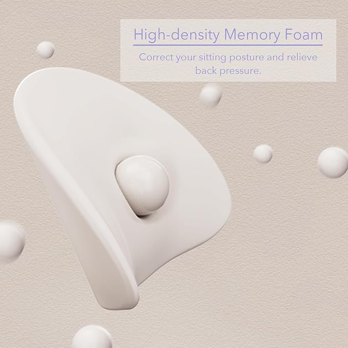 Lumbar Support Pillow for Office Chair - Ergonomic Memory Foam Back Support for Office Chair, Office Chair Back Support Cushion for Back Pain, Ideal Back Support Pillow for Car & Office, Gray