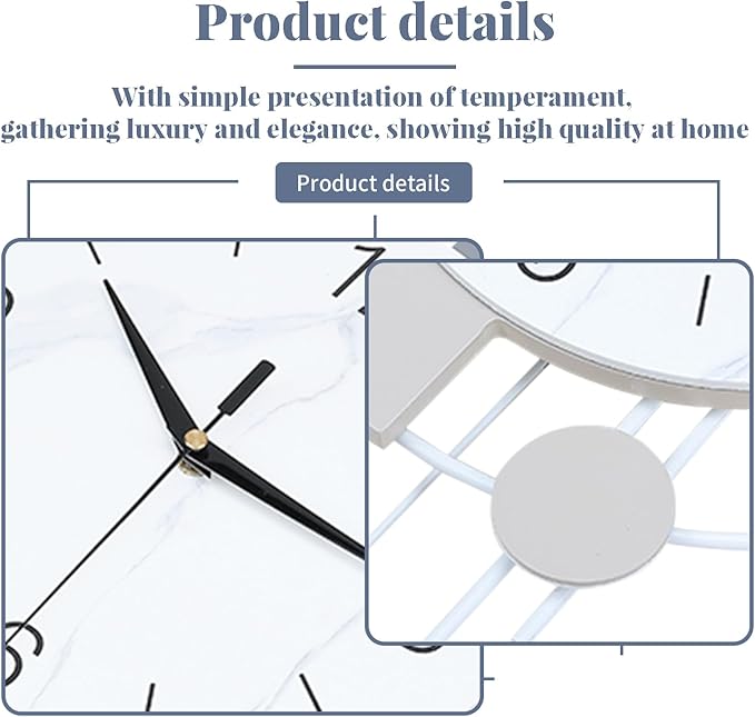 Decorative Silent Quartz Wall Clock with Pendulum, Battery Operated, Large for Living Room, Kitchen, Home, Bathroom, Bedroom - 13x21.65in