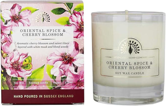 The English Soap Company, Oriental Spice and Cherry Blossom Soy Wax Candle, 170mls
