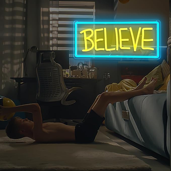 Ted Believe Lasso Neon Sign for Bedroom Dimmable Neon Light Signs Believe Neon Led Signs for Wall Decor Living Room Bar Pub Game Room Classroom Christmas Party Gift