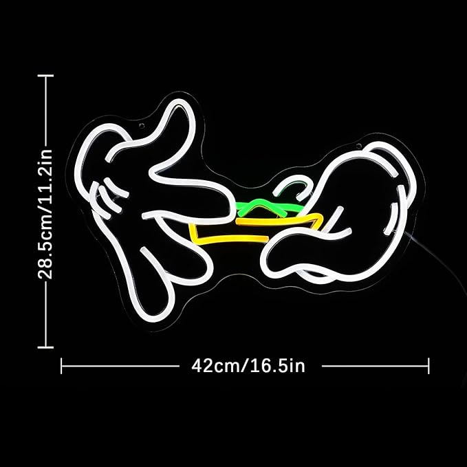 Holding Neon Sign for Wall Decor Leaf Neon Sign Light Green Leaf LED Neon Sign Hand White Neon Signs Glove Neon Light for Man Cave Room Bar Decoration(16.7''*11'')