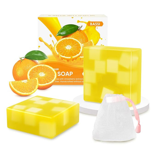 2 PCS Yoni Soap Bars Feminine Wash, 100% Natural Organic Yoni Bar Soap for Women Ph Balance Yoni Wash Eliminates Odor Moisturizing Yoni Care Soap with Foaming Net, Orange Yoni Soap 3.53 OZ