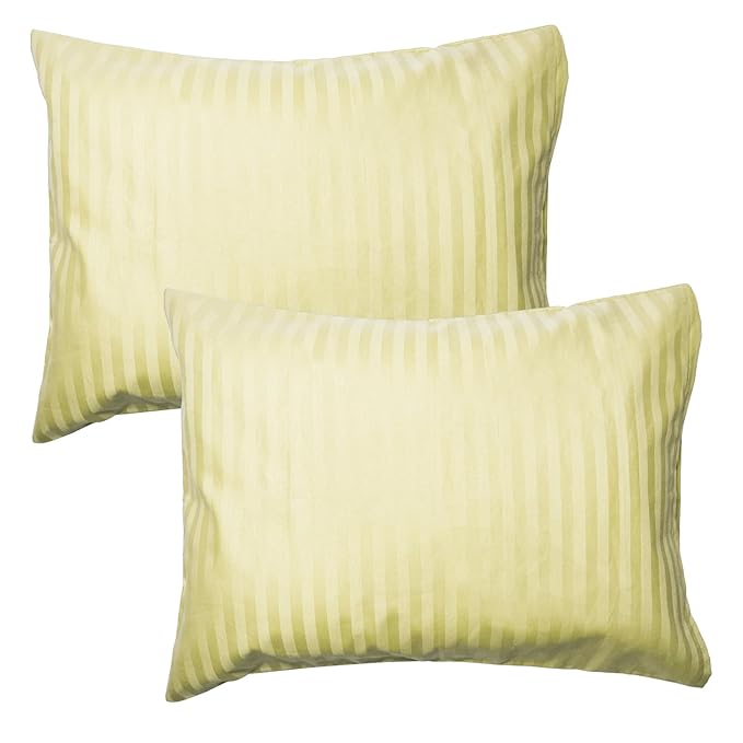 Toddler Pillowcases Set of 2, Hypoallergenic 14x19 Pillow Cover Fits Pillows Sized 13x18 or 14x19, 100% Soft Cotton Envelope Closure Kids Pillowcase for Sleeping, Machine Washable, Yellow Stripe