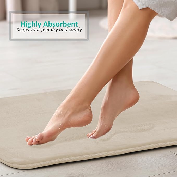 Clara Clark Bathroom Rugs, Velvet Memory Foam Bath Mat, Non-Slip Bath Rugs, Machine Wash, Dries Quickly, Ultra Soft Plush Bath Mats for Bathroom,