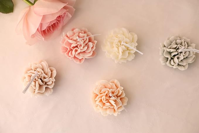 Carnation Flower Shaped Scented Candle,Handmade Aroma Soy Wax Decorative Candle for Table Photo Prop Birthday Gift,Prefect for Meditation Stress Relief Mood Boosting Bath Yoga (Yellow)