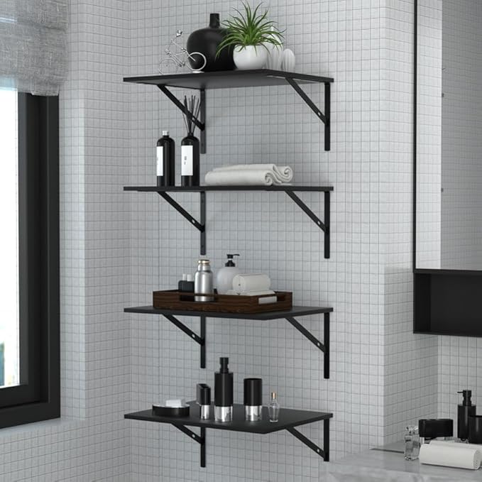 Deep Floating Shelves for Wall, 12 Inch Deep Black Shelves for Bedroom, Large Wall Shelf for Living Room, Kitchen, Bathroom, Laundry Room and Decor Storage