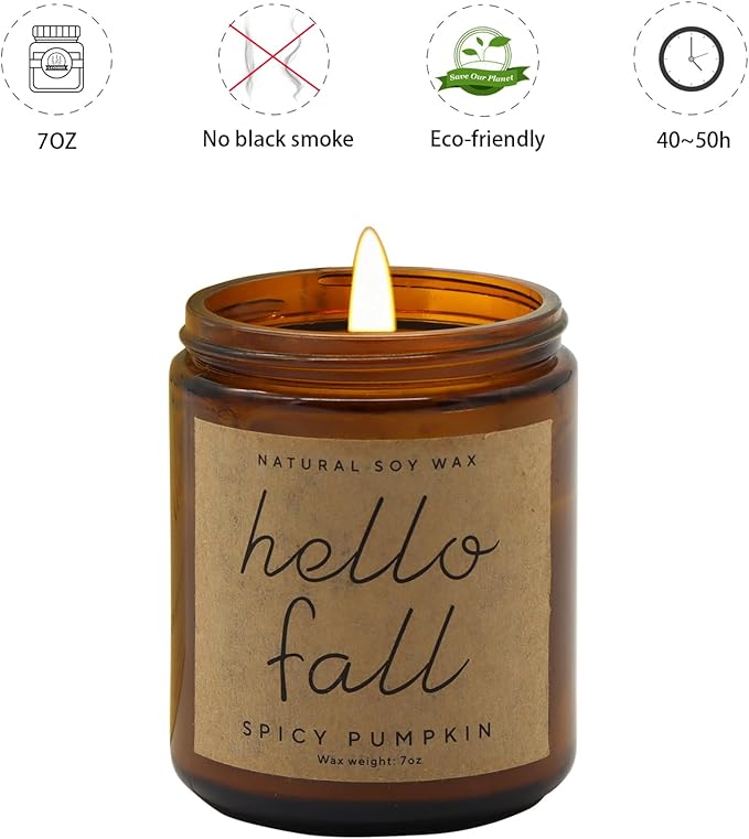 Lihome Fall Decorations for Home - Fall Candles, Fall Gifts for Women, Natural Soy Wax Pumpkin Spice Scented Candles Fall(7oz)