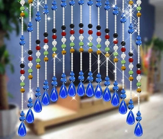 Hanging Glass Door Beads Beaded Curtains Valance Self-Adhesive for Doorways Crystals Stran Arched Windows, Clear Crystal Room Bead Partition Curtain Door Frame Beads for Doorways Closets 6