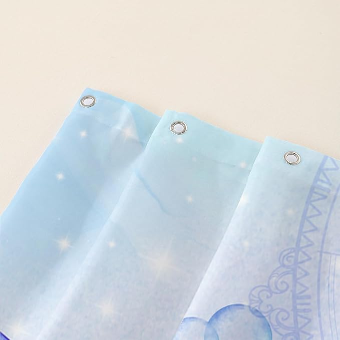 AILONEN Mermaid Shower Curtain,Blue Ocean Coral Jellyfish Coast Bathroom Curtain,Cartoon Mermaid Tail Print Kids Women Girls Bath Curtain 72" W*84" H Polyester Waterproof Shower Curtain with 12 Hooks