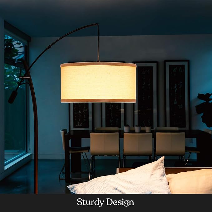 Brightech Grayson Arc LED Floor Lamp - Modern Office & Living Room Standing Lamp with Adjustable Arm - Industrial Style for Bedroom Reading - Bronze