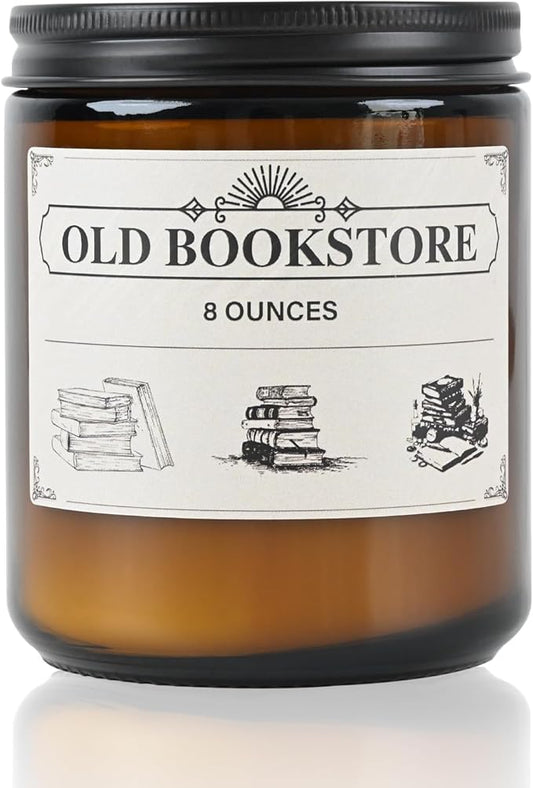 Old Bookstore Candle,Book Lovers Gifts,8 oz 40 Hours Burn Soy Wax Candle Gift for Readers Birthday Gifts for Book Lovers,Librarian