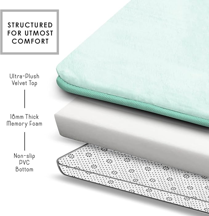 Clara Clark Bathroom Rugs, Velvet Memory Foam Bath Mat, Non-Slip Bath Rugs, Machine Wash, Dries Quickly, Ultra Soft Plush Bath Mats for Bathroom,