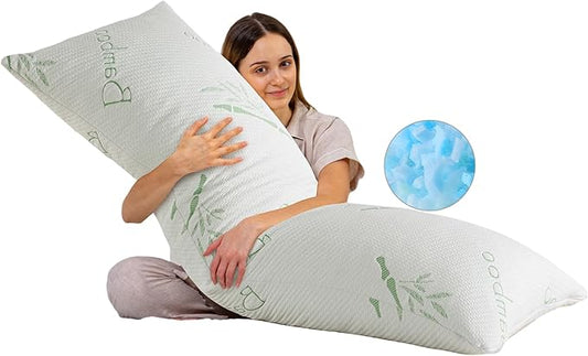 Body Pillow for Adults Shredded Memory Foam Long Full Body Pillow for Sleeping with Breathable Cover Firm Hug Large Pillows for Side/Back Sleepers 20x54