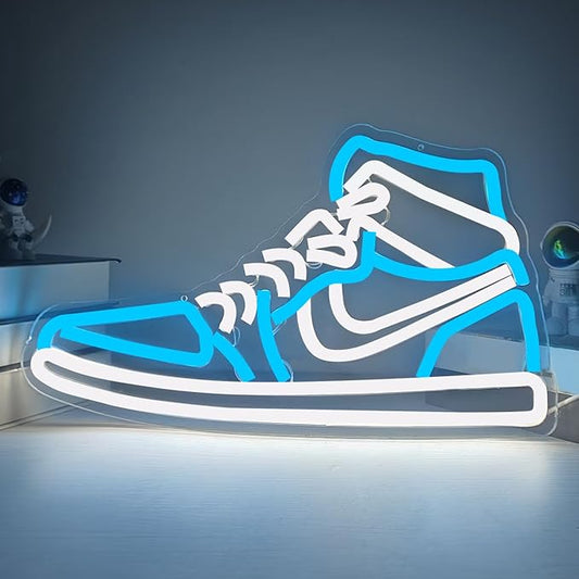 Sneaker Neon Sign Sports Shoe Neon Signs for Wall Dimmable LED Boys Neon Lights for Bedroom Man Cave Home Party Neon Bar Sign Shoes Light up Signs Wall Decor(Ice Bule)