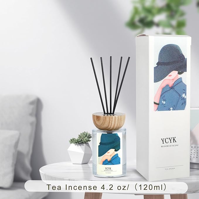 Reed Diffuser Sets 4oz(120ml) White Tea Oil Diffusers Home Fragrance with Reed Diffuser Sticks for Home Office Bathroom Aromatherapy Decor