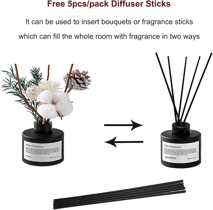 Reed Diffuser Set with Dried Flowers, 3.38fl.oz Fragrance Diffuser with Sticks, Scented Sticks Aroma Diffuser, Home & Office Décor for Air Fresheners, Bathroom (Osmanthus Longjing)