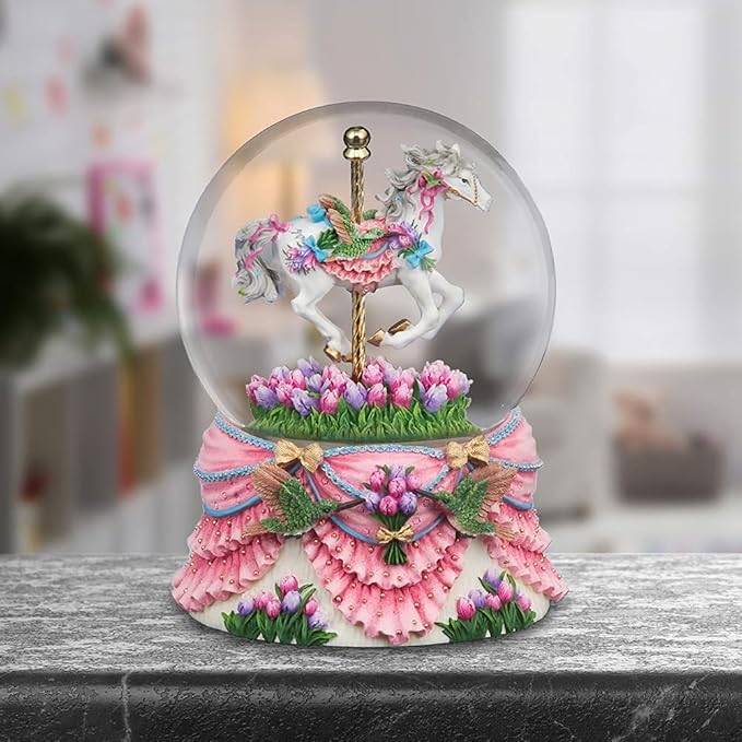 The San Francisco Music Box Company Hummingbird Carousel Waterglobe