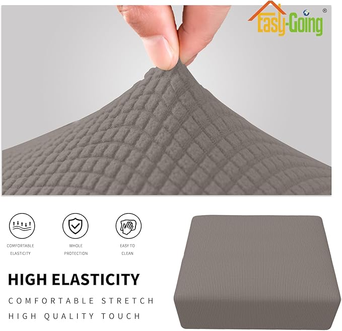 Easy-Going Stretch Square Ottoman Cover 40x40x15 inch Folding Storage Stool Furniture Protector Soft Rectangle slipcover with Elastic Bottom Taupe